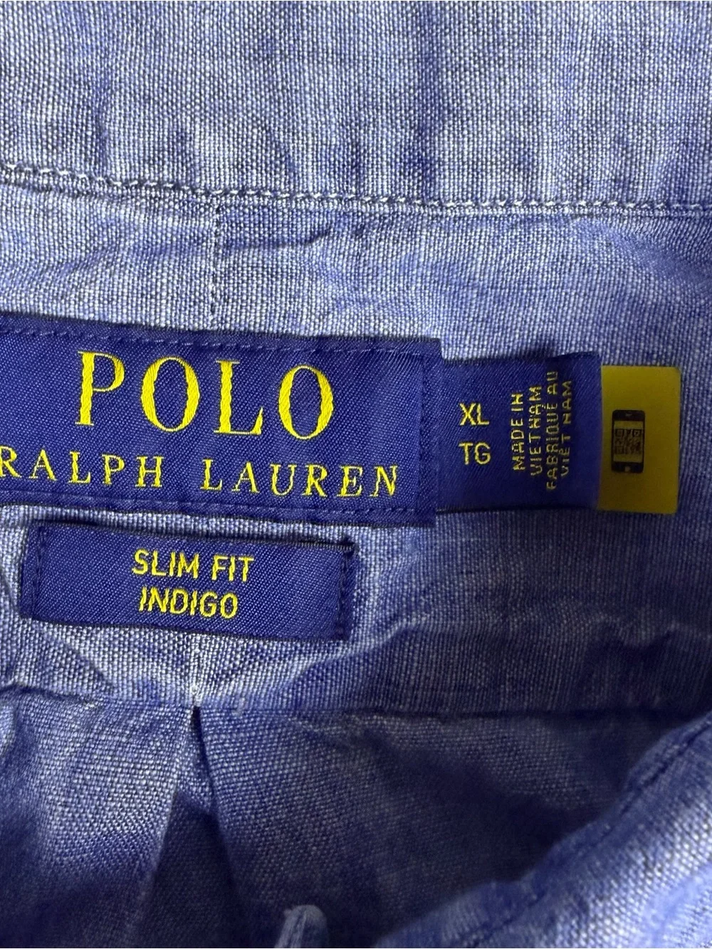 Polo Ralph Lauren Shirt Men’s XL Slim Fit Blue Chambray Short Sleeve Button-Down